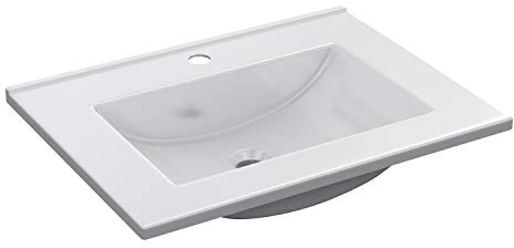 Arkitmobel, Waschbecken aus PMMA – rechteckiges Becken in Weiß für Badezimmer, modernes und widerstandsfähiges Waschbecken, Maße: 46 x 61,5 x 13 cm (B x H x T)