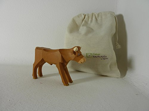 Ochse stehend ganz braun Lotte Sievers-Hahn 6,5 cm mit Baumwollbeutel Krippenfigur