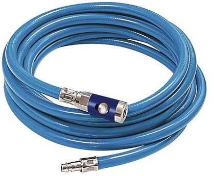 Tuyau d’atelier en PVC souple - Raccord de sécurité Temp. Charge maximale : 60 °C, tuyau ø 11 x 6,3 cm, PN à 20 °C max. 12 bars, longueur 5 m.