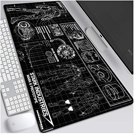 Hemore Mauspad Jungengeschenk Iron Man 900X400mm, Perfekte Präzision und Geschwindigkeit Gaming-Mauspad mit 3 mm starker Unterseite, für Notebooks, PC, H
