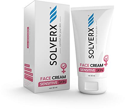 SOLVERX Sensitive Skin Gesichtscreme für Frauen – Täglich Feuchtigkeitscreme mit Sheabutter, Hyaluronsäure und Lactobionsäure – Vegan freundlich und Tierversuchsfrei – 50 ml