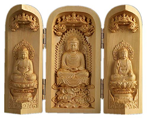Ulalaza Estatua de Buda de boj, Tallas de Madera Maciza, Caja de casillero Tallada, decoración de Escultura