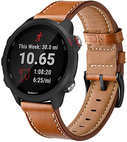 Axcellent Kompatibel mit Garmin Forerunner 245 Bands/Forerunner 245/645 Musik, 20 mm klassisches Leder Damen Herren Ersatz Sportband für Garmin Forerunner 245/645 GPS-Laufuhr.