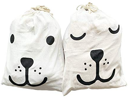 2 große Wäschesäcke mit Schnur Ziplock (60 x 45 cm) – doppelt waschbarer, strapazierfähiger Baumwollbeutel mit Kordelzug in natürlicher Farbe – faltbarer Kartoffelsack Aufbewahrungsbeutel für