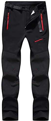 BenBoy Pantaloni Trekking Uomo Invernali Impermeabile Pantaloni da Sci Neve Arrampicata Escursionismo Caldo Pantaloni Softshell Outdoor,KZ41037M-Black-M