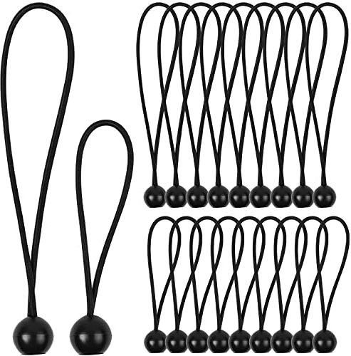 Yeepeo 20 Stück Spanngummis mit Kugel Schwarz, 10 × 14,5cm + 10 × 22,5cm Planenspanner mit Kugel Gummispanner Expanderschlingen Zeltgummis für Zelte, Planen, Plakate, Werbebanner, Erüstbanner