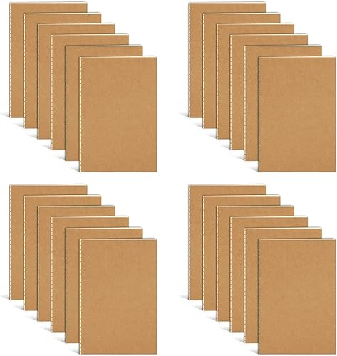 24 Stück Mini Notizbuch, 13x9cm klein Notizblock Liniert Notizheft Kinder | 36 Seiten kraftpapier kleine Notizbücher Handlich Taschennotizbuch Journal Notizblöcke fürs Studenten Schul Büro, Braun