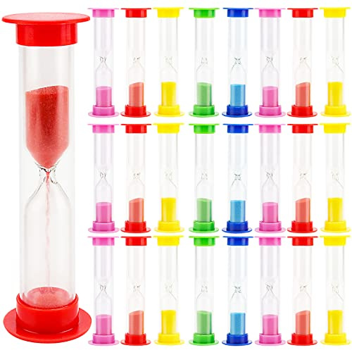 SINJEUN 50 PCS 1 Minute Sand Timer, Plastic Hourglass Sand Clock, Colorful Sand Timer Set Sandglass Countdown Bulk Toothbrush Timer for Party Favors