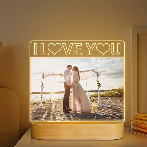 Light up Picture Frame, I Love You 4x6 Inches Acrylic Photo Frame with Night Light Desktop Decor Best Gifts for Lover Couple Wife Girl Friends Valentine's Day Anniversary Birthday Wedding Present