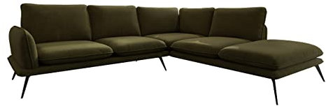 Mirjan24 Ecksofa Sanrino, Eckcouch, Polstersofa, Couch, L-Form Sofa, Metallfüße, Polsterecke, Polstergarnitur, Wohnlandschaft, Farbauswahl (Zetta 297, Seite: Rechts - 2R-OT)