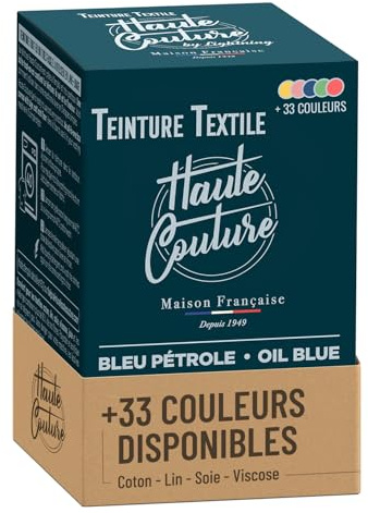 Textilfarbe PetrolBlau Haute Couture - Baumwolle Leinen Seide 350g | All-in-One - Waschmaschinenfärbung - Sofort Einsatzbereit - Naturfasern - 33 Farben Verfügbar - Intensiv & Langanhaltend