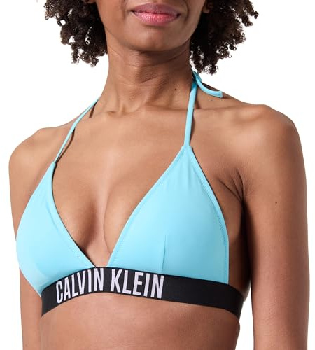 Calvin Klein Top de Bikini Mujer Triangle Nylon Copas Preformadas, Azul (Blue Punch), XL