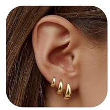 Gold Hoop Earrings Set for Women Stackable Hoop Earrings Jewelry 3 Pairs