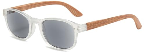 VEVESMUNDO Sonnenlesebrille Blaulichtfilter Holz Getönt Lesebrille Damen Herren Sehhilfe Holzsonnenbrillen mit sehstärke +1.0,+1.5,+2.0,+2.5,+3.0,+3.5,+4.0 (+3.0, 1 Stück Transparent)