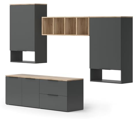 Vicco Wohnwand Wido, Anthrazit/Sonoma, 5 Teile