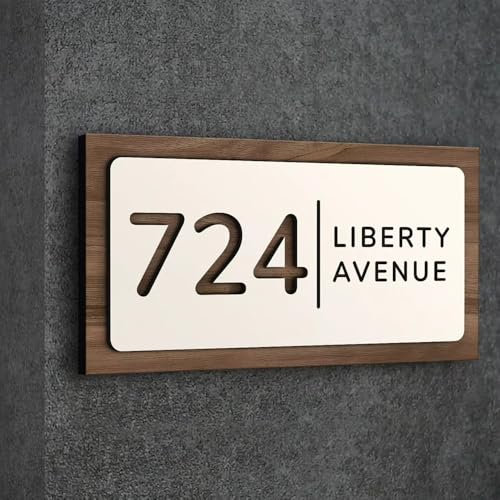 Personalisierte Hölzerne 3d Hausnummer Zeichen, Benutzerdefinierte Holz Name Zeichen Adresse Nummer Plaque, Outdoor-Straße Familie Namenstafeln Matt Für Business & Store Zeichen(40 * 25CM)