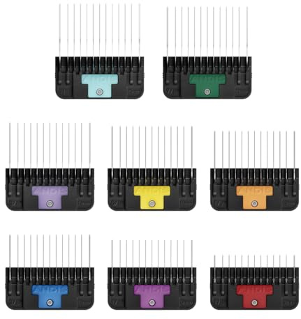 Andis 561475 Premium Clip Comb Set, 8 Color-Coded Combs, Multicolor