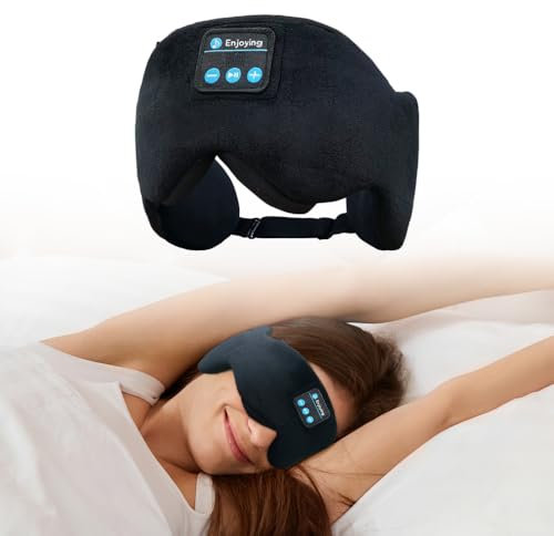 SYPVRY Bluetooth 5.3 Headphones Headband Eye Mask Wireless Sleep Mask，Blackout Bluetooth Eye Mask for Sleeping，Cotton Sleep Mask for Side Sleepers Adjustable Hook and Loop