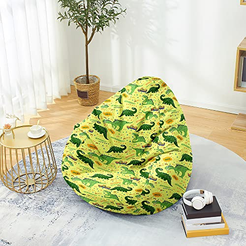 DOTBUY-SHOP Copertura per Poltrona Sacco Poltrona Senza Riempimento, Stampa Dinosauro Copridivano per Divano Pigro Fodera per Poltrona A Sacco per Divano (Dinosauro Verde,XL)