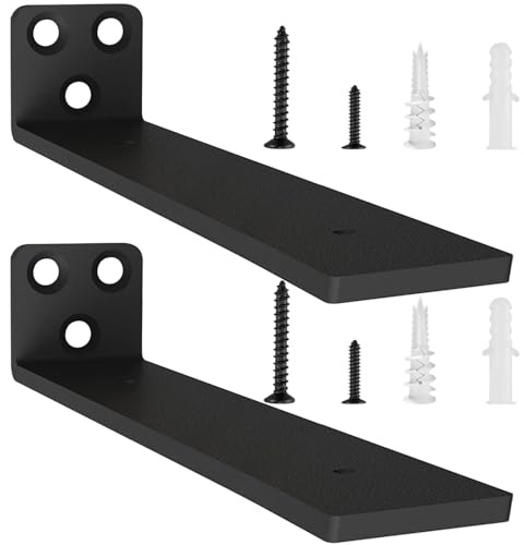 2 Pièces Equerre Etagere Murale 30 cm, Equerre Charge Lourde, Support étagère Murale Pour Étagères Ouvertes de Bricolage (Noir, 30cm)