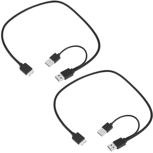 eMagTech Lot de 2 câbles de données d'alimentation USB 3.0 A mâle vers USB 3.0 Micro-B mâle - Convient pour disque dur mobile interface USB 3.0 (câble long 50 cm, câble court 18 cm)