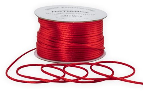 Cordoncino in raso rosso da 2 mm, per la creazione di gioielli, bracciali, collane, filo per perline, macramè, nodi cinesi, 50 metri