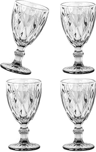 Set Di 4 Bicchieri Di Cristallo Colorati Succhi Di Succhi Di Bere Tazze Modello Goffrato Vetro Bevande Domestiche