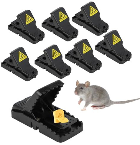 8 Piezas Trampa Ratones - Trampas para Ratones - Ratonera, de Aleación PC y ABS y Reutilizable, Adecuada para Cocinas, Almacenes, Jardines y Espacios Interiores/Exteriores (11×5×6,5 cm)