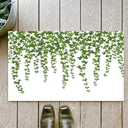 OHJEAJDS Tapis 60x100cm,Super Absorbant Sèche Rapide,Tapis de Bain pour Portes de Salle de Bain,Salon,Lierre Vert. Plante grimpante Murale Suspendue au-Dessus. Décoration de jar,