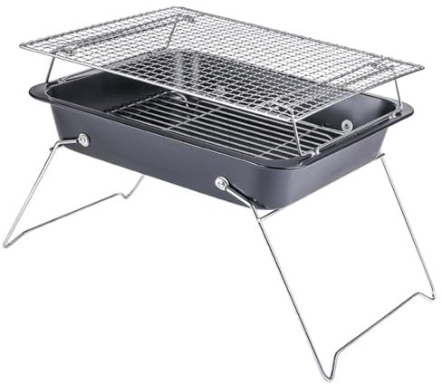 Tragbarer Edelstahl-Holzkohlegrills, Kleiner Camping Grill, für Camping, Picknick und Holzkohlegrill im Garten