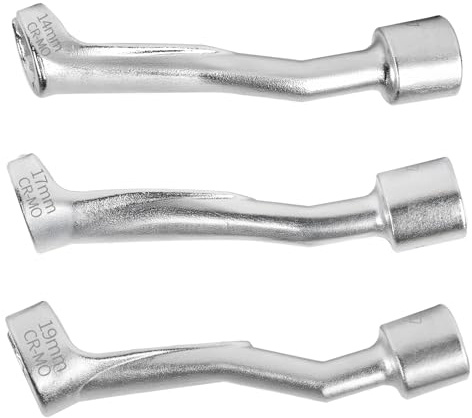 SWAWIS 3tlg Leitungsschlüssel Bremsleitungsschlüssel SW 14/17/19 mm Offen 12,5 mm (1/2) Vierkant-Antrieb Schlüssel für Diesel Kraftstoffleitung Einspritzleitung Werkzeug