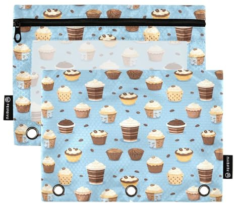Mnsruu Astuccio per matite per torte per raccoglitori a 3 anelli, 2 astucci per matite con cerniera, finestra trasparente con cerniera, astuccio per matite per forniture per ufficio, Multicolore