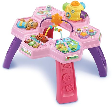 VTech Baby Busy Bee Activity Table Pink Interaktives Spielen, Lieder und Melodien, entwickelt motorische Fähigkeiten, sensorische Entwicklung, Ursache und Wirkung, geeignet für 6, 9, 12 Monate Plus