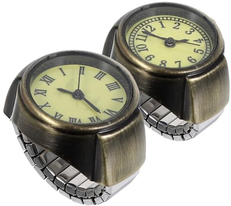 IMIKEYA 2 Stück-Pack Vintage Ringuhr mit Analogem Zifferblatt, Gold, Rund | Legierung und Glas, Quarzwerk, Komfortable Passform, für Alltag und Geschäftstermine