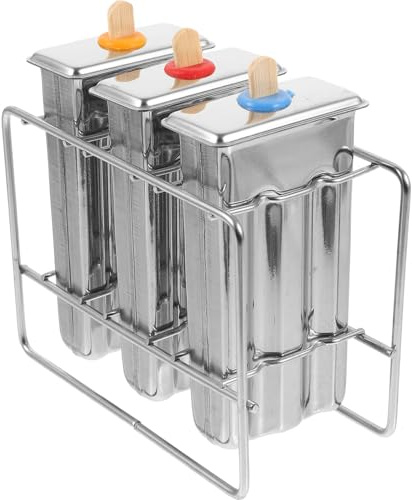ANDRESLAD Molde para Polos de Acero Inoxidable Cavidades con Soporte Fácil de Desmoldar Reutilizable para Helados DIY Caseros Saludables Bpa para Hacer Paletas y Polos de Hielo Casa