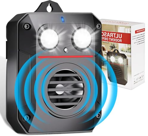 MEKEET Marderschreck Auto, Marderabwehr, Ultraschall Marderschreck mit Variabler Frequenz, mit Bewegungssensor & Blitzlicht für Haus, Scheune, Dachboden & Garage