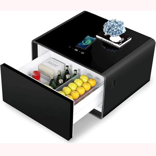 Minimalist Nightstand with Mini Fridge and Wireless Charging, Modern Bedside Table and Storage Cabinet for Bedroom, Ideal End Table Solution