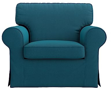 Masters of Covers Ektorp Sesselbezug für IKEA EKTORP Stuhlhussen in 5 Farben (Baumwolle-Blau), Nicht passend für Uppland-Serie Sofa (nur Sesselbezug)