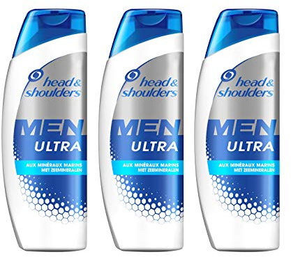 Head & Shoulders Men Ultra Male Care Anti-Schuppen Shampoo für ein sauberes Pferdeleder, Meeresmineralien, 3 x 250 ml
