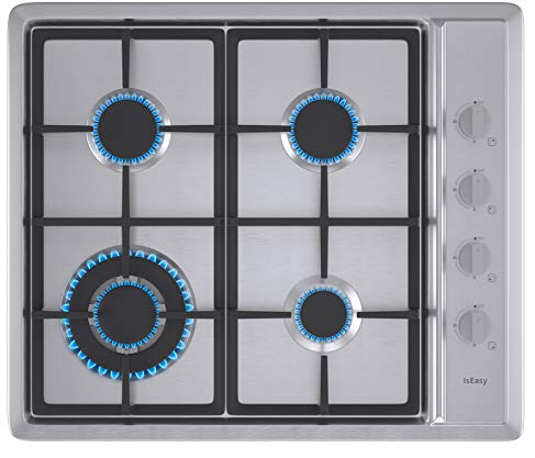 Placa de cocción a gas (acero inoxidable – encimera de 4 fuegos)