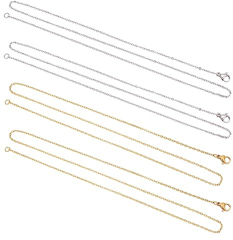 UNICRAFTALE 12pcs 50cm 2 Farben Halsketten Ketten Edelstahl Kette Schmuckherstellung 1.5mm Breite Halskette Kette Mit Hummerklauenverschlüssen Schmuck Basteln Kette Für DIY Schmuck Halskette