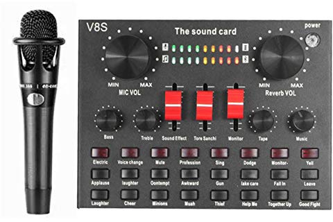 AFYH Mesas de Mezcla Estudio, Pantalla Nivel LED 10 bits Mezclador Audio 4 Canales Consola Sonido con grabación USB Bluetooth Rutas monitorización energía 48 V