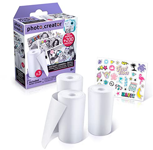 Canal Toys - Photo Creator - Nachfüllpack Thermopapier - 3 Rollen & 1 Stickerbogen - Über 200 Fotos für die Sofortbildkamera - Zubehör & Geschenkidee für kreative Kinder ab 6 Jahren - CLK 002