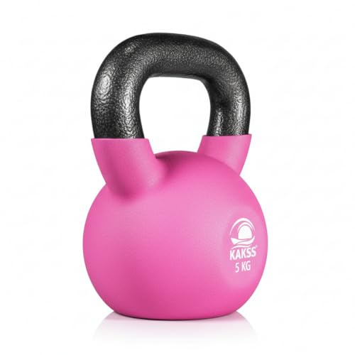 Kakss Kugelhantel aus Neopren mit halber Beschichtung, hergestellt in Indien, Rosa, 5 kg