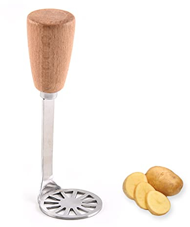 Kleine Kartoffelstampfer Edelstahl Kartoffelpresse Gemüse Chopper Stampfer Tomaten Karotten Obst Cutter Küchenutensilien Werkzeug mit Lochplatte fürfür Bohnen, Gemüse, Obst und Babynahrung ,15CM