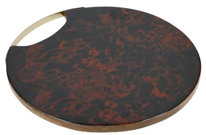 Artesà runde Servierplatte für Appetizers, Servierbrett aus Mangoholz mit Schildplatt, 37 x 35cm