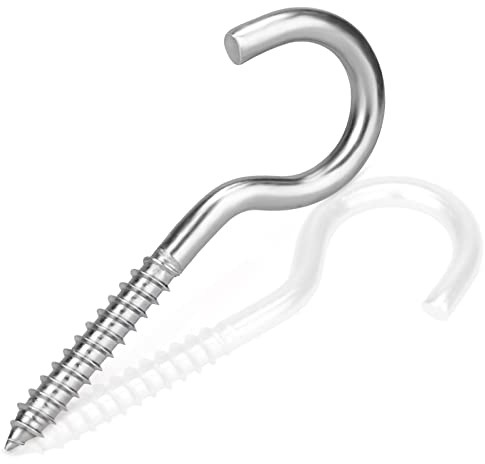 MOGADEE® Ganchos de rosca M6 x 80 mm, 10 unidades de ganchos de techo de acero inoxidable, tornillos pesados grandes, ganchos para atornillar, adecuado para hamacas, toldos, sillas colgantes,