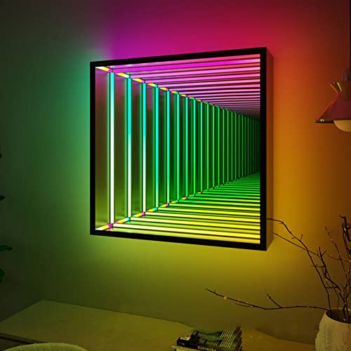 MNBVH Infinity Mirror Tunnel Lamp, Single-Sided LED 3D Mirror Night Light, Sensory Infinity Light for Home, Desk, Living Room, Party Decoration(Color:50cm)