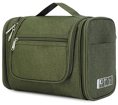 WANDF Groß Waschtasche, Kulturtasche zum Aufhängen für Damen, Kulturbeutel Herren Gross, Waschbeutel für Camping Reisen für Kinder Frauen Mann (Dunkelgrün)