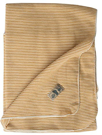 Lilano, Leichte Merino/Seide Ringel Babydecke, 70% Wolle (KBA), 30% Seide, 210Gr./m² (Curry Geringelt)